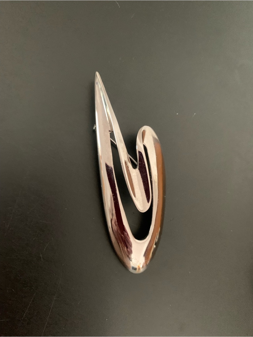 Polished Silver Abstract Women's Brooch